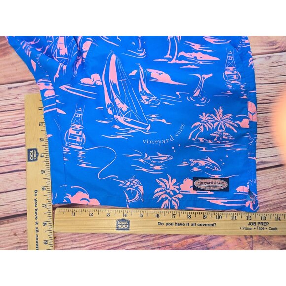 Vineyard Vines Men's Blue & Orange Swim Trunks Medium - Picture 7 of 7